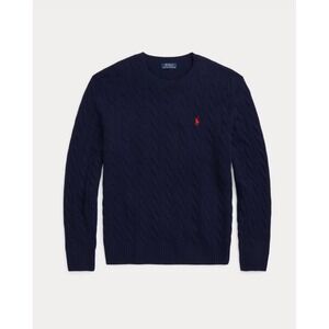 Polo Ralph Lauren Men XL Navy Blue Cable Knit Crewneck Sweater Wool Cashmere